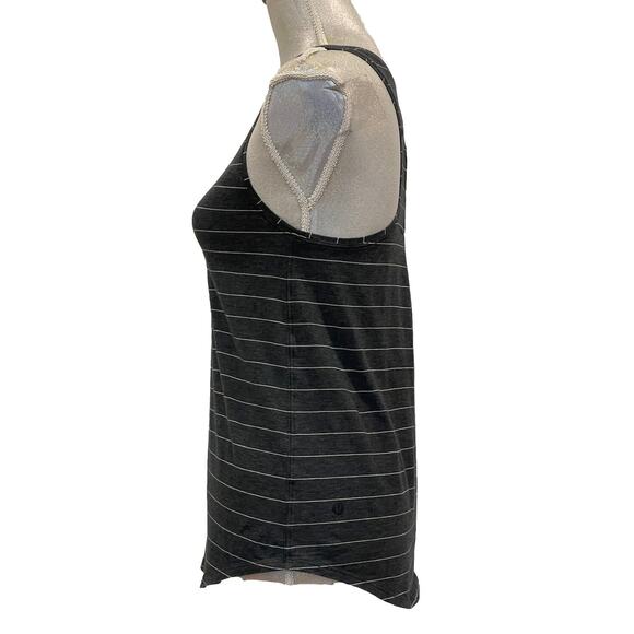 Lululemon Dark Gray & White Striped Love Tank, Pleated In Pima Cotton, Size 4/6 - Picture 4 of 7